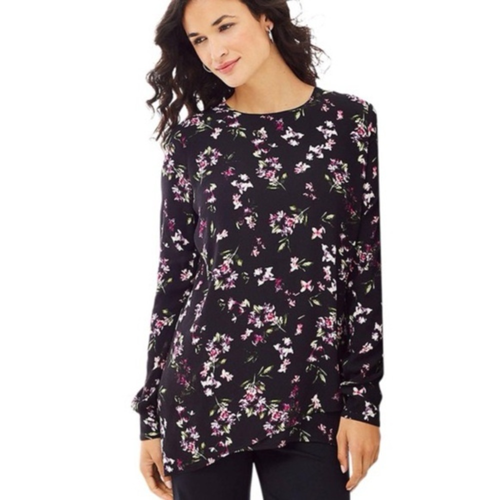 J. Jill Black Floral Long Sleeve Blouse. Size 4X. NWT